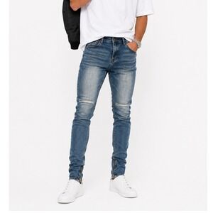 MNML Men's Low Rise Distressed Skinny Casual Streetwear Style Denim Jeans Sz 36